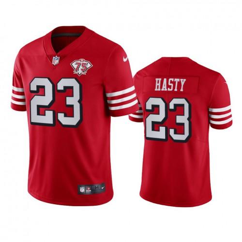 Nike San Francisco 49ers #23 Jamycal Hasty Red Rush 75th Anniversary Stitched NFL Vapor Untouchable Limited Jersey