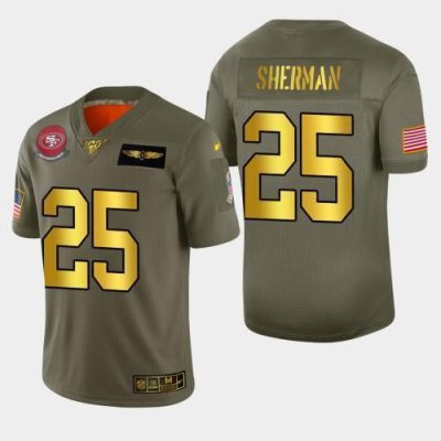 Nike San Francisco 49ers #25 Richard Sherman Olive Gold 2019 Salute to Service NFL 100 Limited Jersey