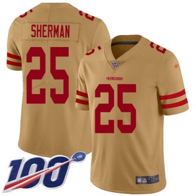 Nike San Francisco 49ers #25 Richard Sherman Gold Stitched NFL Limited Inverted Legend 100th Season Jersey