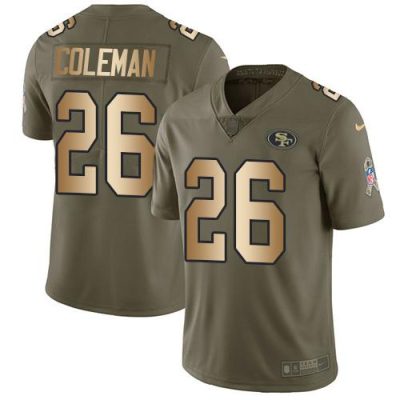 Nike San Francisco 49ers #26 Tevin Coleman Olive/Gold Stitched NFL Limited 2017 Salute To Service Jersey