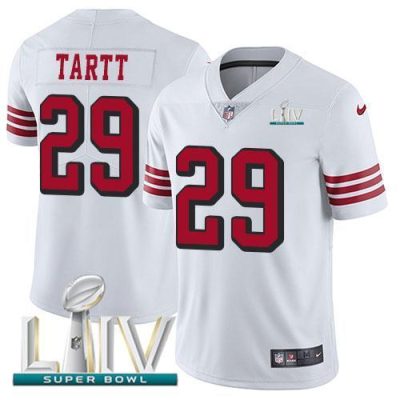Nike San Francisco 49ers #29 Jaquiski Tartt White Super Bowl LIV 2020 Rush Stitched NFL Vapor Untouchable Limited Jersey