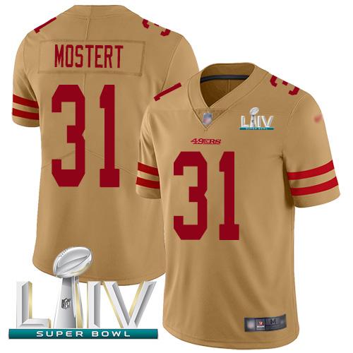 Nike San Francisco 49ers #31 Raheem Mostert Gold Super Bowl LIV 2020 Stitched NFL Limited Inverted Legend Jersey