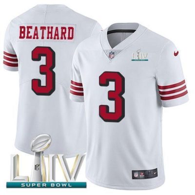 Nike San Francisco 49ers #3 C.J. Beathard White Super Bowl LIV 2020 Rush Stitched NFL Vapor Untouchable Limited Jersey