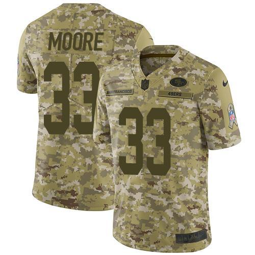 Nike San Francisco 49ers #33 Tarvarius Moore Camo Stitched NFL Limited 2018 Salute To Service Jersey