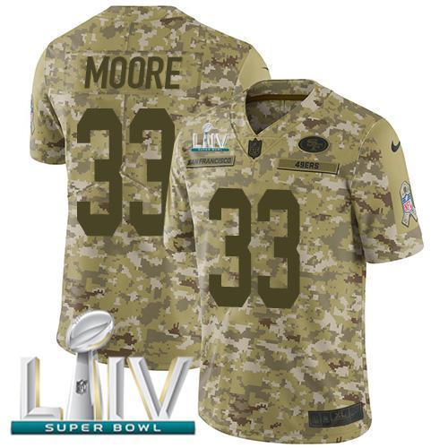 Nike San Francisco 49ers #33 Tarvarius Moore Camo Super Bowl LIV 2020 Stitched NFL Limited 2018 Salute To Service Jersey
