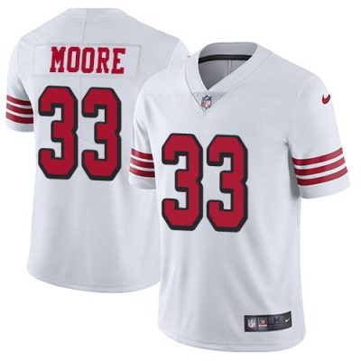 Nike San Francisco 49ers #33 Tarvarius Moore White Rush Stitched NFL Vapor Untouchable Limited Jersey