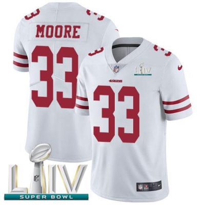 Nike San Francisco 49ers #33 Tarvarius Moore White Super Bowl LIV 2020 Stitched NFL Vapor Untouchable Limited Jersey