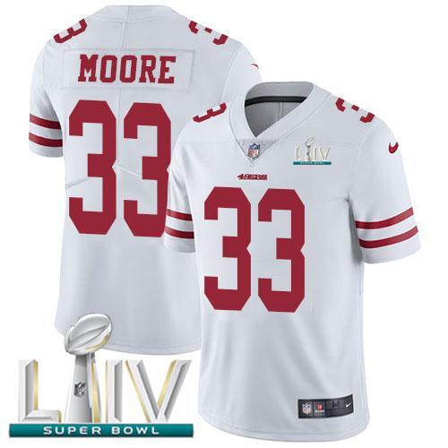 Nike San Francisco 49ers #33 Tarvarius Moore White Super Bowl LIV 2020 Stitched NFL Vapor Untouchable Limited Jersey