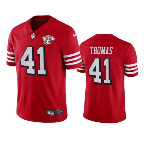 Nike San Francisco 49ers #41 Ambry Thomas Red Rush 75th Anniversary Stitched NFL Vapor Untouchable Limited Jersey