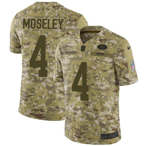 Nike San Francisco 49ers #4 Emmanuel Moseley Camo Stitched NFL Limited 2018 Salute To Service Jersey