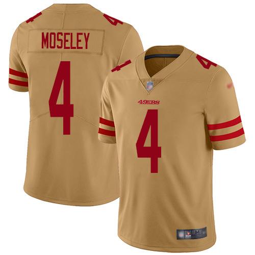 Nike San Francisco 49ers #4 Emmanuel Moseley Gold Stitched NFL Limited Inverted Legend Jersey