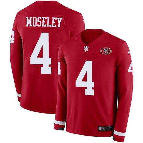 Nike San Francisco 49ers #4 Emmanuel Moseley Red Team Color Stitched NFL Limited Therma Long Sleeve Jersey