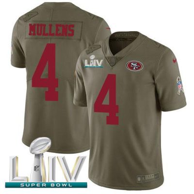 Nike San Francisco 49ers #4 Nick Mullens Olive Super Bowl LIV 2020 Stitched NFL Limited 2017 Salute To Service Jersey