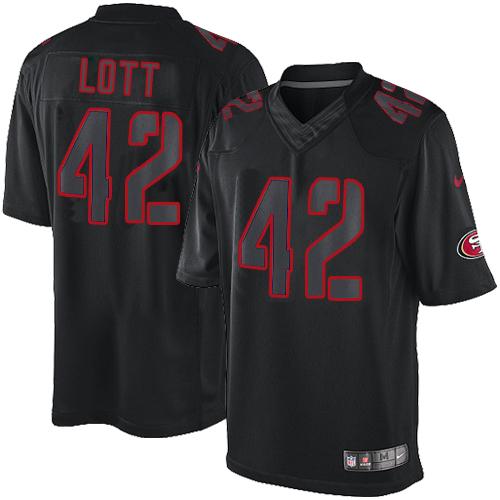 Nike San Francisco 49ers #42 Ronnie Lott Black Stitched NFL Impact Limited Jersey