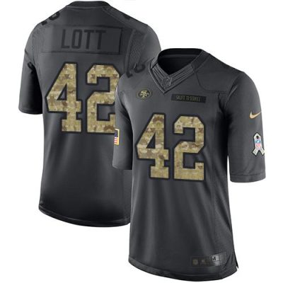 Nike San Francisco 49ers #42 Ronnie Lott Black Stitched NFL Limited 2016 Salute to Service Jersey