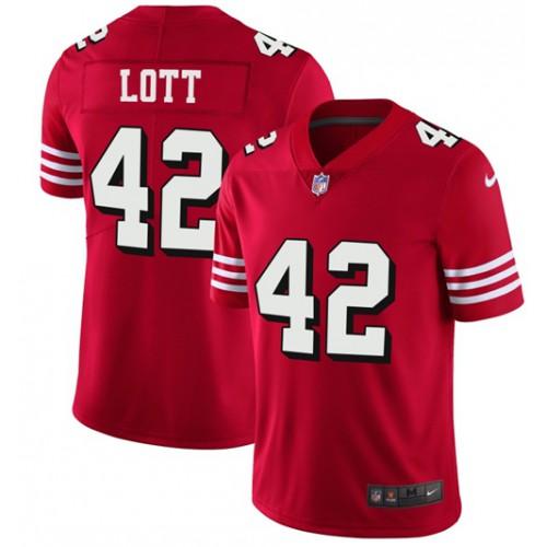 Nike San Francisco 49ers #42 Ronnie Lott Red Team Color Stitched NFL Vapor Untouchable Limited II Jersey