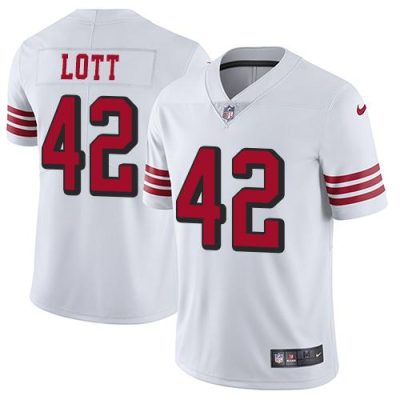 Nike San Francisco 49ers #42 Ronnie Lott White Rush Stitched NFL Vapor Untouchable Limited Jersey