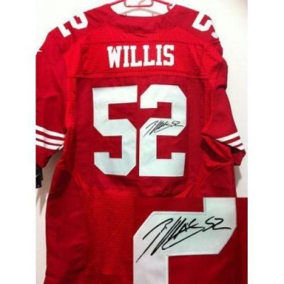 Nike San Francisco 49ers #52 Patrick Willis Red Team Color Stitched NFL Elite Autographed Jersey