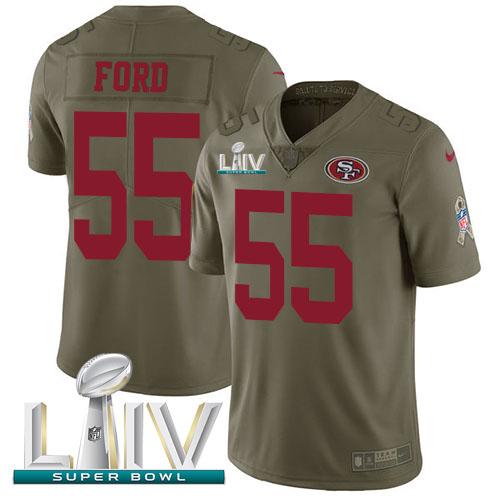 Nike San Francisco 49ers #55 Dee Ford Olive Super Bowl LIV 2020 Stitched NFL Limited 2017 Salute To Service Jersey