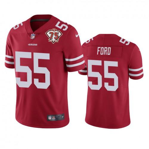 Nike San Francisco 49ers #55 Dee Ford Red 75th Anniversary Stitched NFL Vapor Untouchable Limited Jersey
