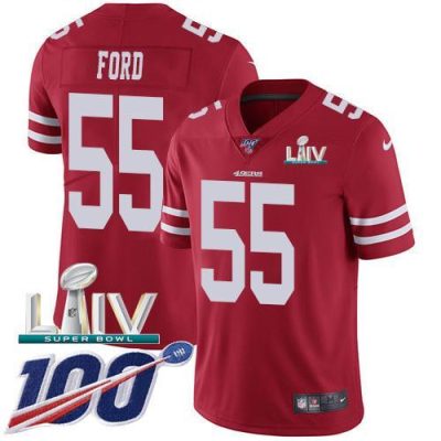 Nike San Francisco 49ers #55 Dee Ford Red Super Bowl LIV 2020 Team Color Stitched NFL 100th Season Vapor Limited Jersey