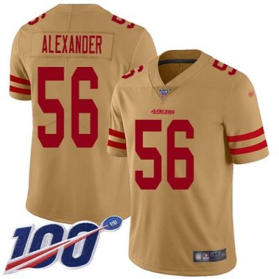 Nike San Francisco 49ers #56 Kwon Alexander Gold Stitched NFL Limited Inverted Legend 100th Season Jersey