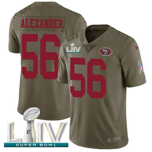 Nike San Francisco 49ers #56 Kwon Alexander Olive Super Bowl LIV 2020 Stitched NFL Limited 2017 Salute To Service Jersey