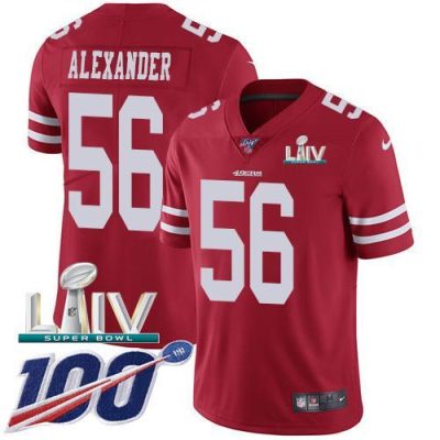 Nike San Francisco 49ers #56 Kwon Alexander Red Super Bowl LIV 2020 Team Color Stitched NFL 100th Season Vapor Limited Jersey