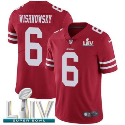 Nike San Francisco 49ers #6 Mitch Wishnowsky Red Super Bowl LIV 2020 Team Color Stitched NFL Vapor Untouchable Limited Jersey