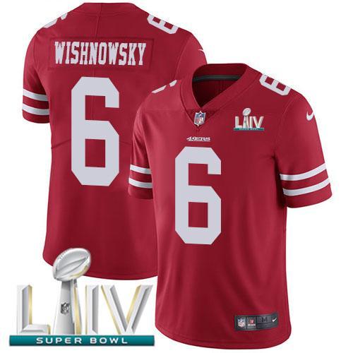 Nike San Francisco 49ers #6 Mitch Wishnowsky Red Super Bowl LIV 2020 Team Color Stitched NFL Vapor Untouchable Limited Jersey