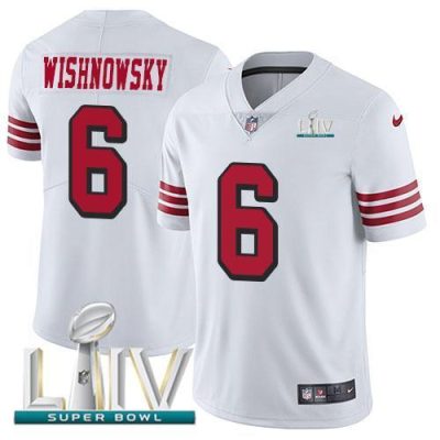 Nike San Francisco 49ers #6 Mitch Wishnowsky White Super Bowl LIV 2020 Rush Stitched NFL Vapor Untouchable Limited Jersey