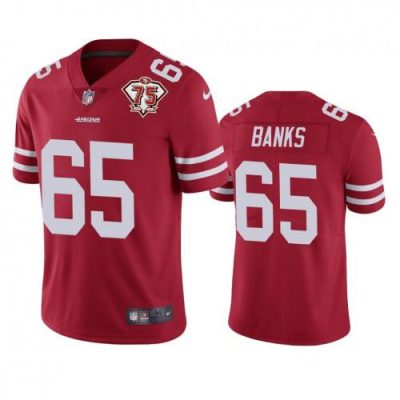 Nike San Francisco 49ers #65 Aaron Banks Red 75th Anniversary Stitched NFL Vapor Untouchable Limited Jersey