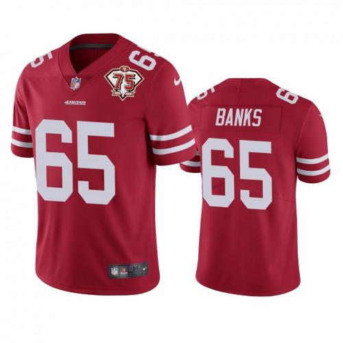 Nike San Francisco 49ers #65 Aaron Banks Red 75th Anniversary Stitched NFL Vapor Untouchable Limited Jersey