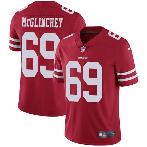 Nike San Francisco 49ers #69 Mike McGlinchey Red Team Color Stitched NFL Vapor Untouchable Limited Jersey