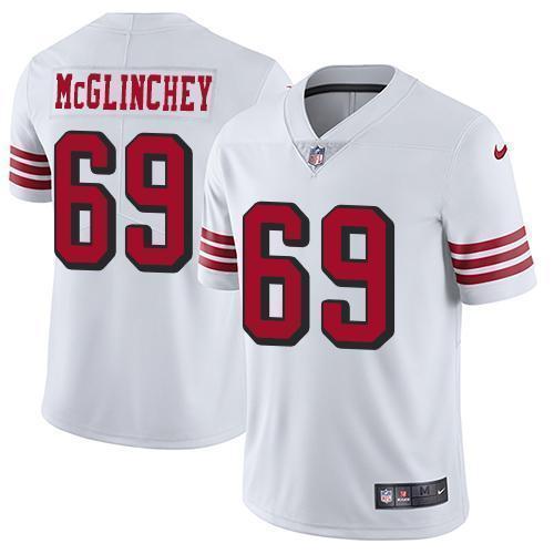 Nike San Francisco 49ers #69 Mike McGlinchey White Rush Stitched NFL Vapor Untouchable Limited Jersey