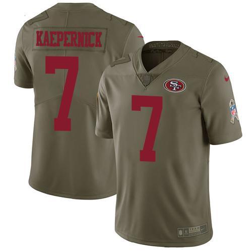 Nike San Francisco 49ers #7 Colin Kaepernick Olive Stitched NFL Limited 2017 Salute To Service Jersey