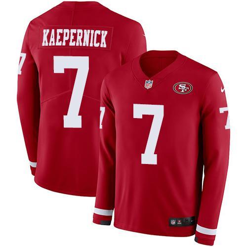 Nike San Francisco 49ers #7 Colin Kaepernick Red Team Color Stitched NFL Limited Therma Long Sleeve Jersey