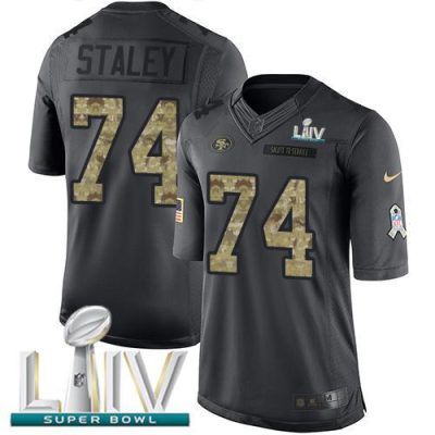 Nike San Francisco 49ers #74 Joe Staley Black Super Bowl LIV 2020 Stitched NFL Limited 2016 Salute to Service Jersey