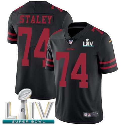Nike San Francisco 49ers #74 Joe Staley Black Super Bowl LIV 2020 Alternate Stitched NFL Vapor Untouchable Limited Jersey