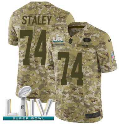 Nike San Francisco 49ers #74 Joe Staley Camo Super Bowl LIV 2020 Stitched NFL Limited 2018 Salute To Service Jersey