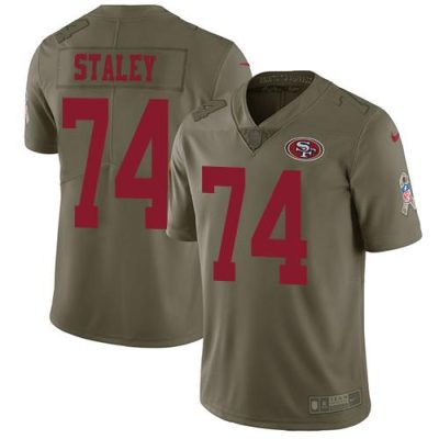 Nike San Francisco 49ers #74 Joe Staley Olive Stitched NFL Limited 2017 Salute to Service Jersey