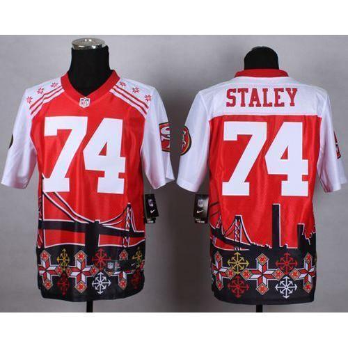 Nike San Francisco 49ers #74 Joe Staley Red Stitched NFL Elite Noble Fashion Jersey
