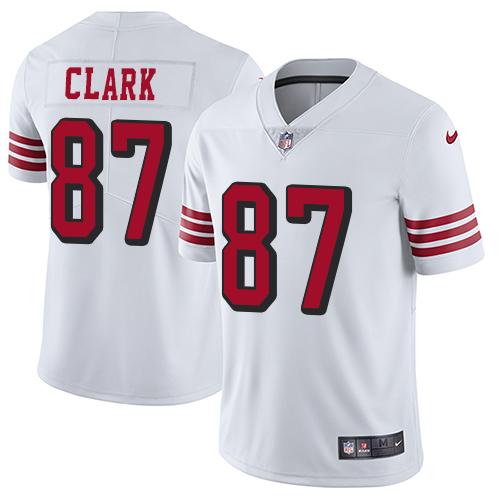 Nike San Francisco 49ers #87 Dwight Clark White Rush Stitched NFL Vapor Untouchable Limited Jersey