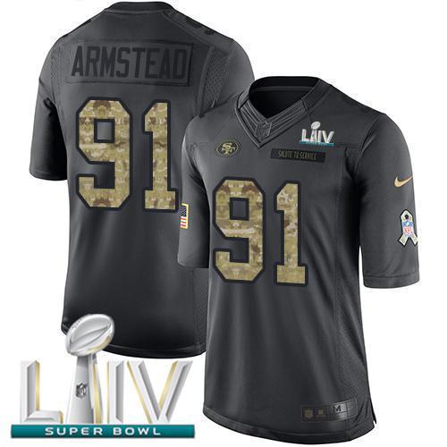 Nike San Francisco 49ers #91 Arik Armstead Black Super Bowl LIV 2020 Stitched NFL Limited 2016 Salute to Service Jersey