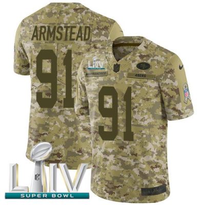 Nike San Francisco 49ers #91 Arik Armstead Camo Super Bowl LIV 2020 Stitched NFL Limited 2018 Salute To Service Jersey