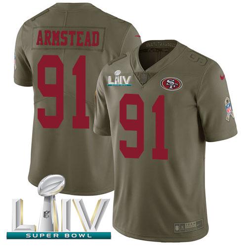 Nike San Francisco 49ers #91 Arik Armstead Olive Super Bowl LIV 2020 Stitched NFL Limited 2017 Salute To Service Jersey
