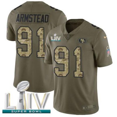 Nike San Francisco 49ers #91 Arik Armstead Olive/Camo Super Bowl LIV 2020 Stitched NFL Limited 2017 Salute To Service Jersey