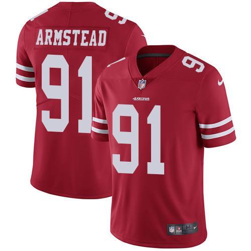 Nike San Francisco 49ers #91 Arik Armstead Red Team Color Stitched NFL Vapor Untouchable Limited Jersey