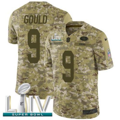 Nike San Francisco 49ers #9 Robbie Gould Camo Super Bowl LIV 2020 Stitched NFL Limited 2018 Salute To Service Jersey