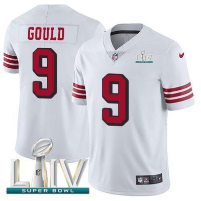 Nike San Francisco 49ers #9 Robbie Gould White Super Bowl LIV 2020 Rush Stitched NFL Vapor Untouchable Limited Jersey